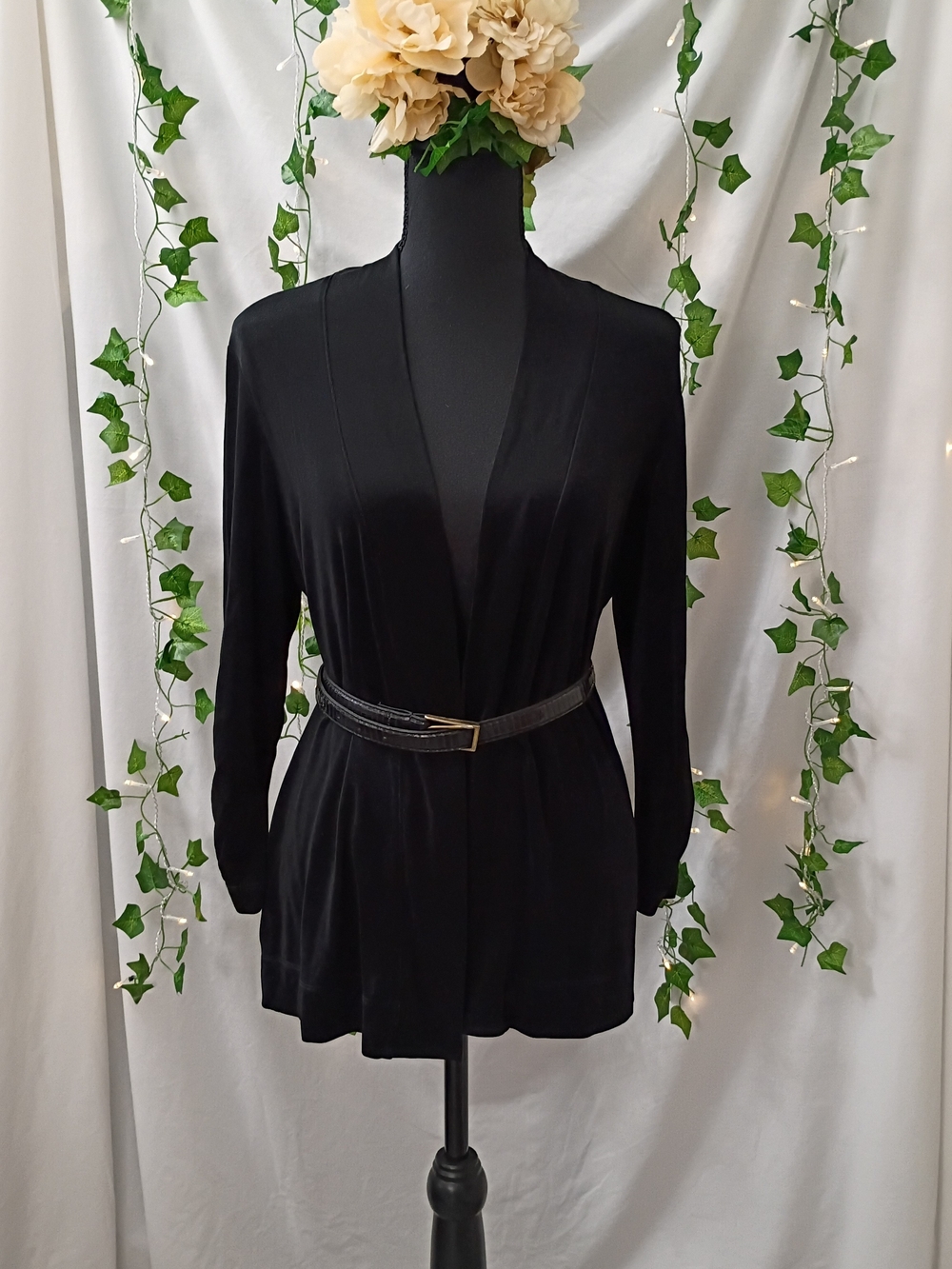 Chico's Vintage Black Long Sleeve Cardigan Size 1